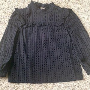 Madewell Women’s Eyelet Black Top Small